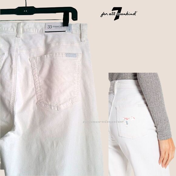 7 FOR ALL MANKIND NEW ALEXA Corduroy High Waist Crop Wide Leg Pant 33 - Picture 9 of 11